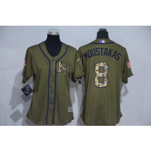 MLB Royals 8 Mike Moustakas Green Salute to Service Women Jersey
