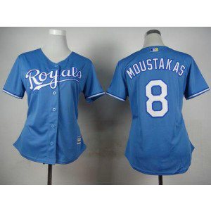 MLB Royals 8 Mike Moustakas Light Blue Alternate 1 Women Jersey