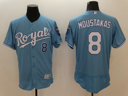 MLB Royals 8 Mike Moustakas Light Blue Flexbase Jersey