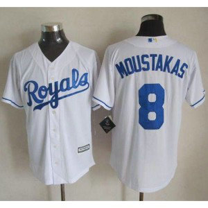 MLB Royals 8 Mike Moustakas White New Cool Base Men Jersey