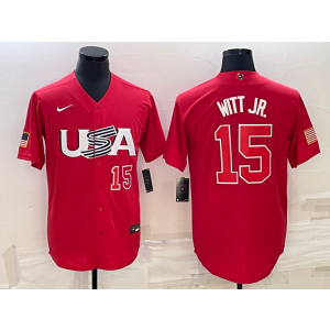 MLB Royals USA Baseball 15 Bobby Witt JR. Red 2023 World Series Men Jersey
