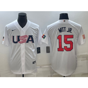 MLB Royals USA Baseball 15 Bobby Witt JR. White 2023 World Baseball Classic Men Jersey 1