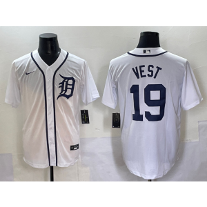 MLB Tiger 19 Vest White Nike Cool Base Men Jersey