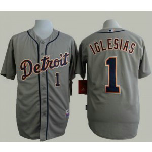 MLB Tigers 1 Jose Iglesias Grey Cool Base Men Jersey