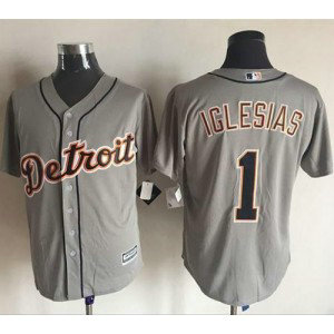MLB Tigers 1 Jose Iglesias Grey New Cool Base Men Jersey