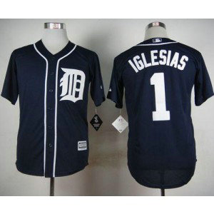 MLB Tigers 1 Jose Iglesias Navy Blue Cool Base Men Jersey