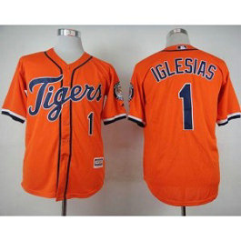 MLB Tigers 1 Jose Iglesias Orange Cool Base Men Jersey