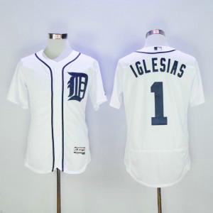 MLB Tigers 1 Jose Iglesias White Flexbase Men Jersey