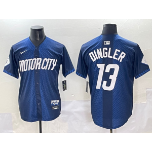 MLB Tigers 13 Dingler Blue City Nike Cool Base Men Jersey