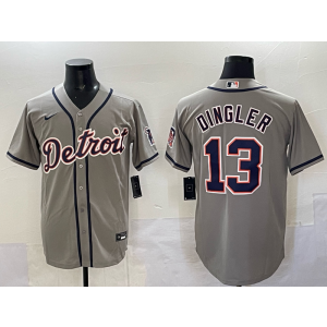 MLB Tigers 13 Dingler Grey Nike Cool Base Men Jersey