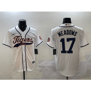 MLB Tigers 17 Meadows Baseball Nike Cool Base Men Jersey