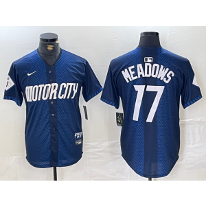 MLB Tigers 17 Meadows Blue 2024 City Connect Nike Cool Base Men Jersey