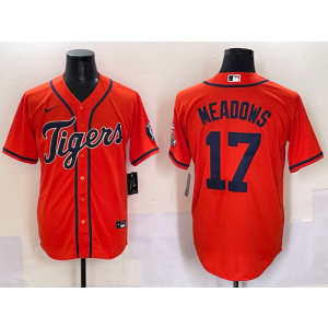 MLB Tigers 17 Meadows Orange Nike Cool Base Men Jersey