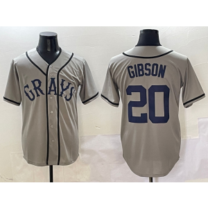 MLB Tigers 20 Gibson Grey Nike Cool Base Men Jersey