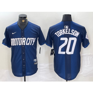 MLB Tigers 20 TORKELSON Blue 2024 City Connect Nike Cool Base Men Jersey