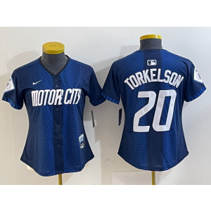 MLB Tigers 20 TORKELSON Blue 2024 City Connect Nike Cool Base Women Jersey