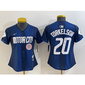 MLB Tigers 20 TORKELSON Blue 2024 City Connect Nike Cool Base Youth Jersey