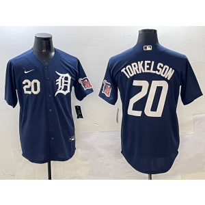 MLB Tigers 20 TORKELSON Navy Nike Cool Base Men Jersey 1