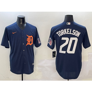 MLB Tigers 20 TORKELSON Navy Nike Cool Base Men Jersey