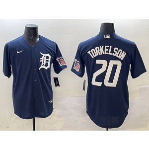 MLB Tigers 20 TORKELSON Navy Nike Cool Base Men Jersey