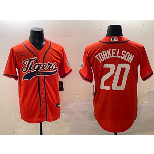 MLB Tigers 20 TORKELSON Orange Baseball Nike Cool Base Men Jersey