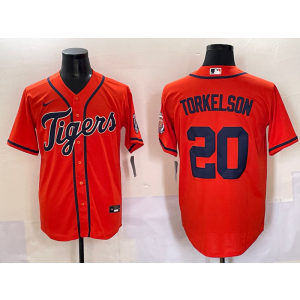 MLB Tigers 20 TORKELSON Orange Nike Cool Base Men Jersey