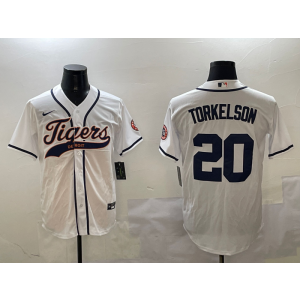 MLB Tigers 20 TORKELSON White Baseball Nike Cool Base Men Jersey