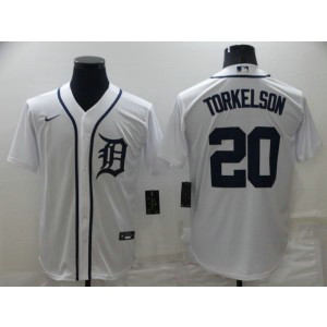 MLB Tigers 20 TORKELSON White Nike Cool Base Men Jersey