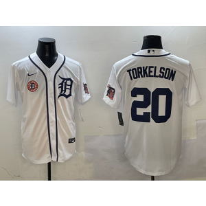 MLB Tigers 20 TORKELSON White Nike Cool Base Men Jersey