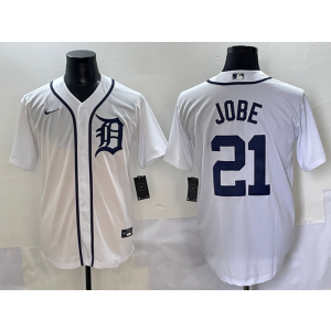 MLB Tigers 21 Jobe White Nike Cool Base Men Jersey