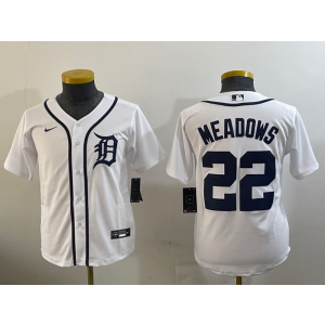 MLB Tigers 22 Meadows White Nike Cool Base Women Jersey