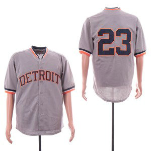 MLB Tigers 23 Kirk Gibson Gray Mesh Throwback Men Jersey