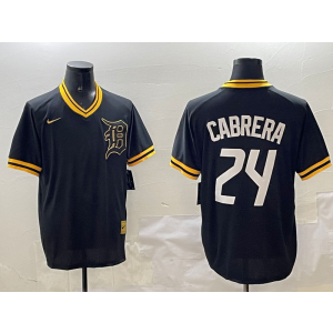 MLB Tigers 24 Miguel Cabrera Black Nike Cool Base Men Jersey