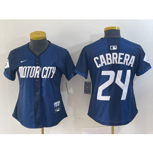 MLB Tigers 24 Miguel Cabrera Blue 2024 City Connect Nike Cool Base Women Jersey