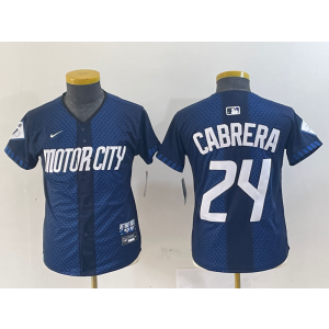 MLB Tigers 24 Miguel Cabrera Blue 2024 City Connect Nike Cool Base Youth Jersey