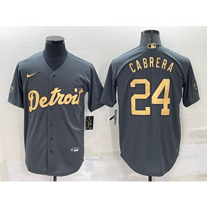 MLB Tigers 24 Miguel Cabrera Charcoal 2022 All-Star Cool Base Men Jersey
