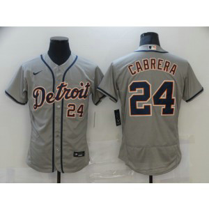 MLB Tigers 24 Miguel Cabrera Grey Nike Cool Base Men Jersey