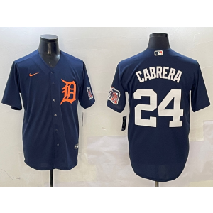 MLB Tigers 24 Miguel Cabrera Navy Nike Cool Base Men Jersey