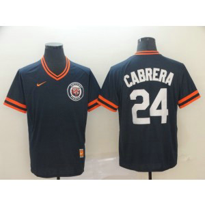 MLB Tigers 24 Miguel Cabrera Navy Nike Cooperstown Collection Legend V-Neck Men Jersey