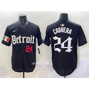 MLB Tigers 24 Miguel Cabrera New Black Nike Cool Base Men Jersey