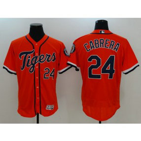 MLB Tigers 24 Miguel Cabrera Orange Flexbase Men Jersey