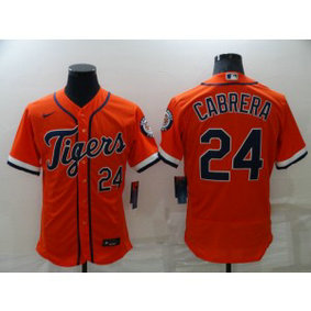 MLB Tigers 24 Miguel Cabrera Orange Nike Flexbase Men Jersey