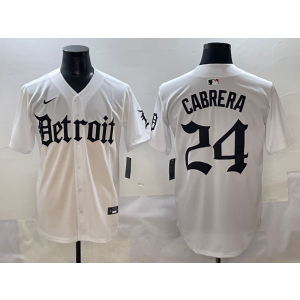 MLB Tigers 24 Miguel Cabrera White New Nike Cool Base Men Jersey