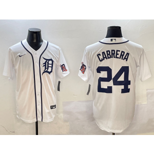 MLB Tigers 24 Miguel Cabrera White Nike Cool Base Men Jersey