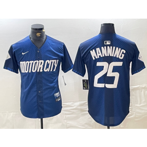 MLB Tigers 25 Manning Blue 2024 City Connect Nike Cool Base Men Jersey