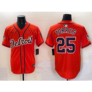 MLB Tigers 25 Torres Orange Nike Cool Base Men Jersey