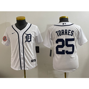 MLB Tigers 25 Torres White Nike Cool Base Youth Jersey