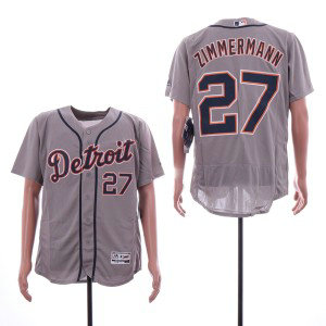 MLB Tigers 27 Jordan Zimmermann Gray Flexbase Men Jersey