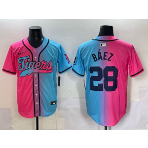 MLB Tigers 28 Baez New Fashion Nike Cool Base Men Jersey