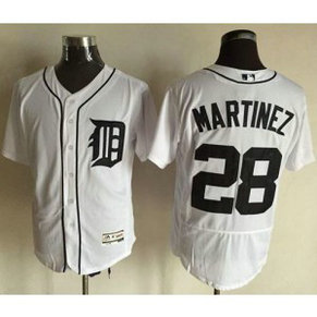 MLB Tigers 28 J. D. Martinez White Flexbase Men Jersey